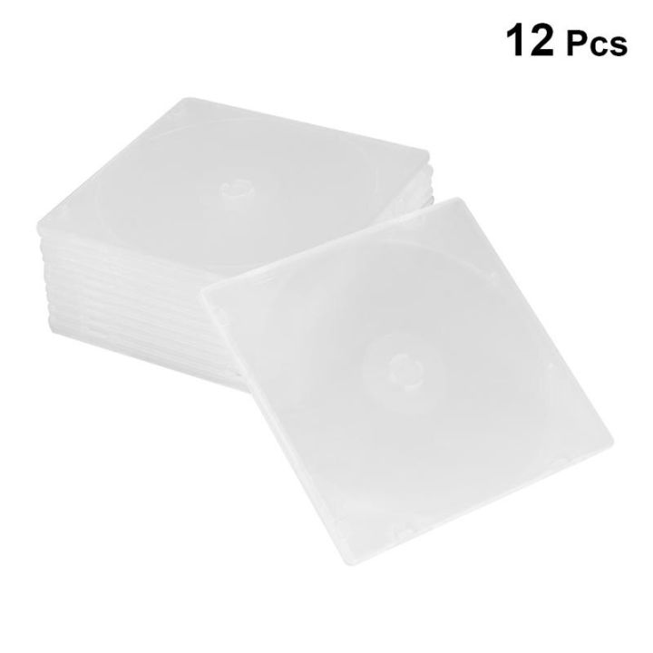 12ชิ้น-u-ltrathin-ดีวีดีกรณีแพคเกจซีดีใสแบบพกพากล่องเก็บซีดีสำหรับบ้าน-cinema-ฟิล์ม-pluggable-ปกกรณีซีดี-สีขาว