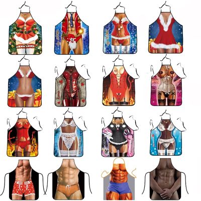 26 Colors Muscle Man Funny Kitchen Aprons for Woman Xmas Decoration Personality Novelty Creative Couple Party Gifts CWQ036 Aprons