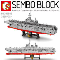 บล็อกตัวต่อเรือรบนาวี ขนาดใหญ่ พร้อมมินิฟิกเกอร์ 10 ตัว SEMBO BLOCK 202002 จำนวน 3066 ชิ้น