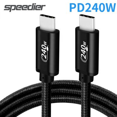 PD 240W USB C Ke Kabel Tipe C PD3.1 48V 5A Pengisian Cepat Kabel Tipo C Pengisi Daya Multifungsi Kabel Data TB3 Ekstensi Audio/Video