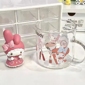 Sanrio Hello Kitty Kuromi Heat-Resistant Glass Cups Anime Kawaii  Transparent Large Capacity Breakfast Drinks Coffee Water Cup