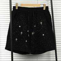 Chrome Heartsˉ hot diamond starry cross shorts for men and women trendy brand cotton loose casual couple five-point pants 005 009 001 007℡✘