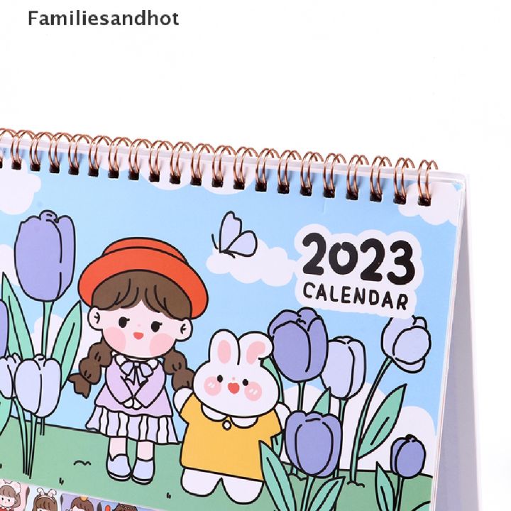 familiesandhot-2023-kawaii-ปฏิทินตั้งโต๊ะ-ขนาดเล็ก-เครื่องเขียนสํานักงาน-ปฏิทินตั้งโต๊ะ