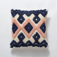 Moroccan Style Cushion Cover Tuft Handmade Pillow Cover 45x45cm30x50cm Teal Pink Navy For Sofa Bed Grey Ivory Diamond Stripe