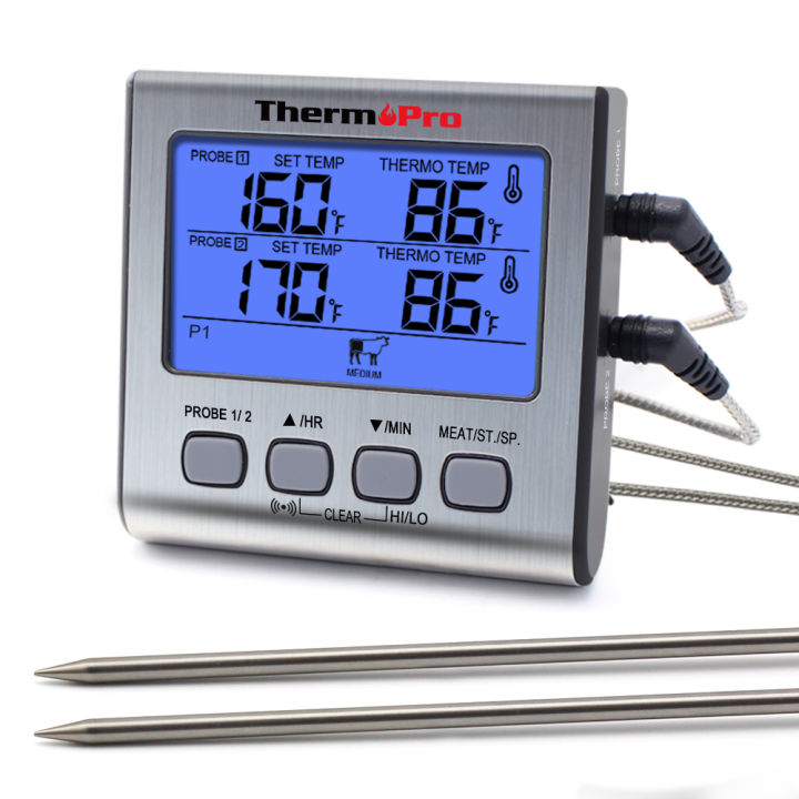 thermopro-tp17-dual-probes-เครื่องวัดอุณหภูมิเนื้อกลางแจ้งแบบดิจิตอลเครื่องวัดอุณหภูมิเตาอบบาร์บีคิวสำหรับทำอาหารพร้อมหน้าจอ-lcd-ขนาดใหญ่สำหรับห้องครัว