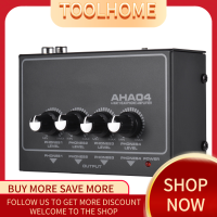 AHA04 Portable 4-Way Headphone Amplifier Amp with 1/4 inch &amp; 1/8 inch Inputs Outputs RCA Stereo Input Volume Control