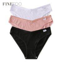 （A So Cute） FINETOO M 2XL ผู้หญิงกางเกงผ้าฝ้ายแฟชั่นจดหมาย V เอวกางเกงแนวราบหญิง UnderwearComfortable กางเกงชุดชั้นใน