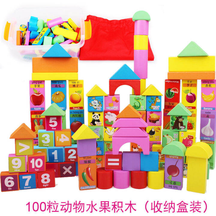 Korea children's barrel wooden building blocks 0 male children under