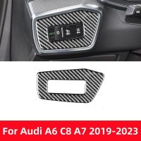 For Audi A6L A6 C8 A7 2019-2023 Car Accessories Headlight Switch Panel Cover Trim Carbon Fiber Stickers Decoration Frame