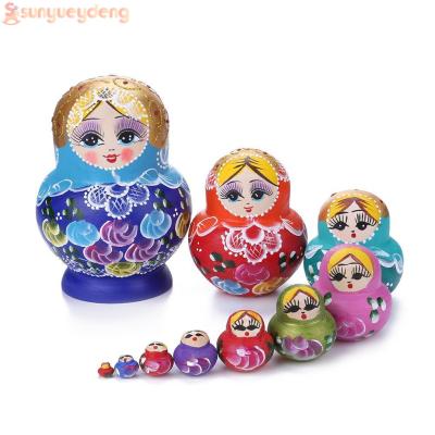 10ไม้เป็นชั้นๆตุ๊กตาทำรังของรัสเซีย Matryoshka อุปกรณ์ประดับบ้านของขวัญ