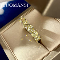 Luomansi Luxury Yellow Moissanite Diamond Wedding Ring 100-925 Sterling Silver Engagement Ring Womens High Jewelry