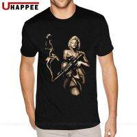 Marilyn Monroe Machine Gun Gangster Cotton T Shirt For Men Simple Short Sleeves Funny T Shirt 90S Gildan