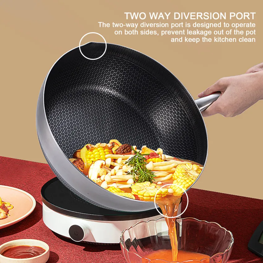 316 Stainless Steel Frying Pan, Wok, Healthy, Non-stick, General Use for  Gas and Induction Cooker, Deep Quality, Gift