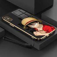 เคสสำหรับ Iphone X Iphone XS เคสโทรศัพท์ลายการ์ตูน OnePiece Luffy ที่มีขอบเป็นแผ่นซิลิโคนนิ่มพร้อมฟรีสายคล้อง