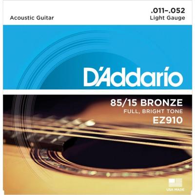 DAddario สายชุดกีตาร์โปร่ง 85/15 Bronze Light No.0.11-0.52 LIGHT GRUGE รุ่น EZ910 ของแท้100%