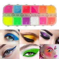 Fluorescent Multicolor Matte Eyeshadow Neon Pigment Powder Halloween Party Decoration Eyeshadow Palette Makeup