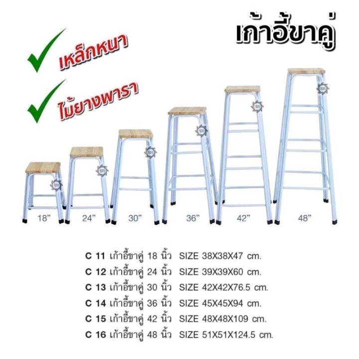 เก้าอี้ไม้ขาคู่-เก้าอี้-เก้าอี้ไม้4ขา-เก้าอี้นั่งมีหลายขนาด-ขนาด18-24-30-36-42-48นิ้ว-ขาแข็งแรง-หน้าไม้-ราคาถูกราคาส่ง-โรงงานส่งเอง