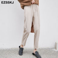 CHIC LOOSE harem woolen pants womens autumn winter thick Woolen pants womens straight high waist Korean trouses