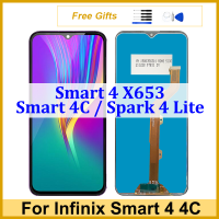 จอ LCD แบบดั้งเดิม6.6นิ้วสำหรับ Infinix Smart 4 4C X653 X653C ชุดประกอบดิจิไทเซอร์หน้าจอสัมผัสจอแสดงผลอะไหล่ซ่อม