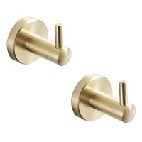 2Pcs Bathroom Towel Hook Modern Brushed Gold Towel Robe Wall Mount Stainless Steel Bathroom Accessories