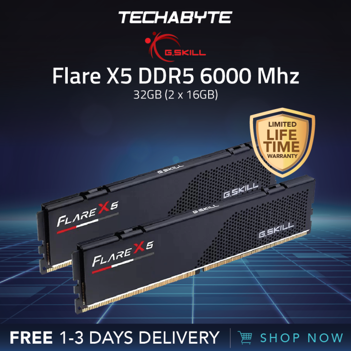 G.Skill Flare X5 Series 32GB (2 x 16GB) SDRAM DDR5 6000 MT/s Dual Channel Desktop Memory