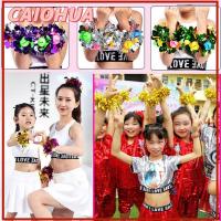 CAIOHUA 4pcs/2pairs เครื่องแต่งกายชุดเดรส ที่จับสองรู ดอกไม้สำหรับการแข่งขัน อุปกรณ์กีฬาสโมสร ตกแต่งปาร์ตี้เต้นรำ เชียร์ลีดเดอร์ปอมปอม บอลเชียร์เชียร์ลีดเดอร์