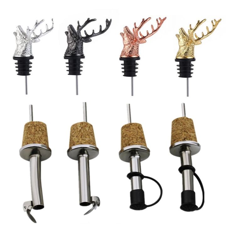 wine-pourer-bottle-stoppers-deer-elk-lion-bull-head-pourer-dispenser-oil-champagne-bottle-wood-plug-keep-wine-aerators-bar-tools