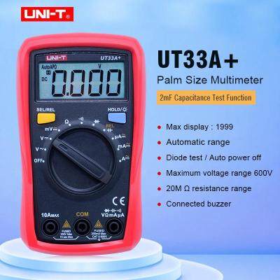 ปาล์มมัลติมิเตอร์ดิจิตอล UNI-T สี่รุ่น UT33A+/UT33B+/UT33C+/UT33D+ Palm Size Digital Multimeters Professional Electrical Handheld Ammeter Multitester With Backlight Data Hold