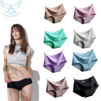 【จัดส่งฟรี】Soft Sense Of Ice Underpants กางเกงชั้นในสีทึบสำหรับชุดชั้นในสตรี Elasticity Briefs Hipster Lady Underwear