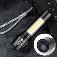 LED Glare Flashlight Aluminum Alloy USB Charging COB Mini Telescopic Zoom 511 Outdoor Multi-Function Flashlight Rechargeable  Flashlights