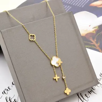 Gold tassel store pendant necklace