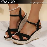 KRAVOO Shoes for Women Thick Wedge Heel Women Sandals Big Size Ladies Slippers Roman Shoes Casual Shoes 2023 New Shoes Summer