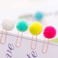 6pcs/pack Colored Hair Ball Paper Clip Office School Supplies Stationery For Novelty Books