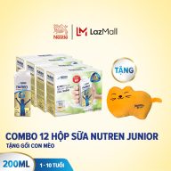 Combo 12 hộp Sữa dinh dưỡng pha sẵn Nutren Junior 200ml + Tặng gối con mèo thumbnail