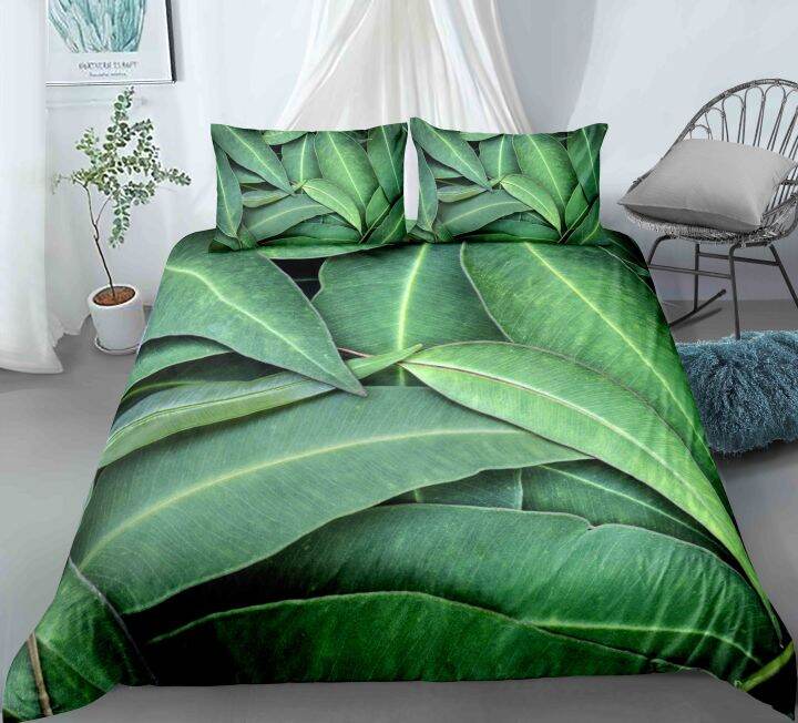 leaves-pattern-cover-set-bedding-king-queen-full-twin-size-bed-luxury-s