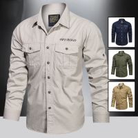 Brand Spring Autumn Military Shirt Men 100 Cotton Long Sleeve Summer Army Shirts Camisetas hombre Plus Size S-6XL Chemise homme