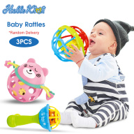 HelloKimi 3 Món lục lạc cầm tay, bóng lăn mềm và chuông lắc tay đồ chơi không chứa hóa chất BPA, đồ chơi giáo dục làm quà tặng cho trẻ sơ sinh và trẻ mới biết đi - INTL thumbnail