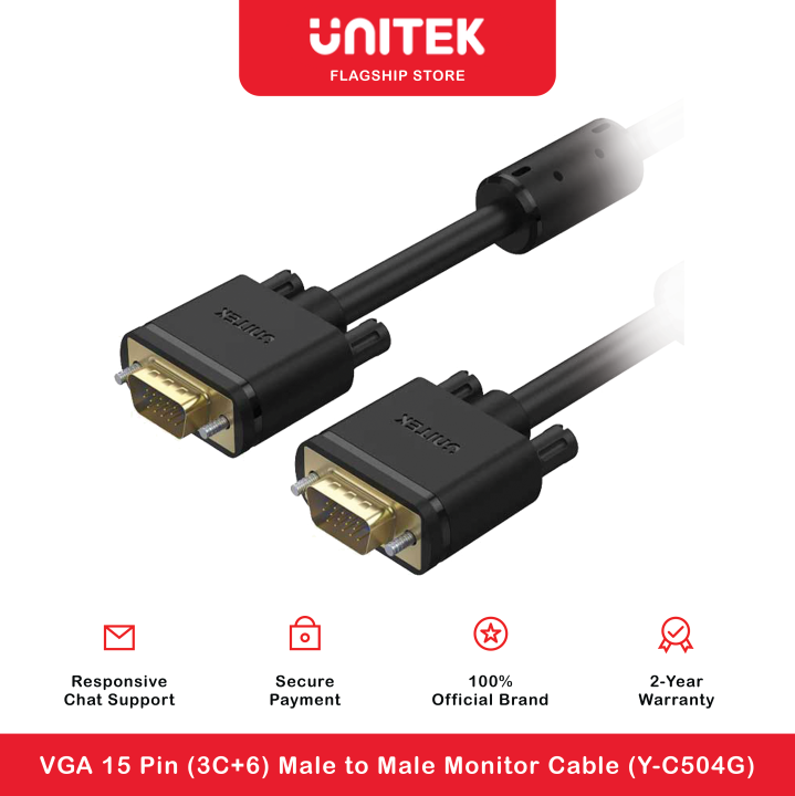 Unitek 3Meters VGA 15 Pin (3C+6) Male to Male Monitor Cable (YC504G