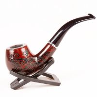 【CC】♝  Classic Bent Pipes Pipe With Carve Patterns Tobacco Herb 14.5cm Length BD63C