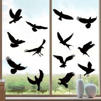 3d Anti collision Black Bird Glass Windows Sticker Static Electricity Removable Windows Grille Warnings Wall Sticker