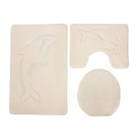 3 Piece Bathroom Rug Set Non Slip Heart Bath Contour Mat 55 X 85 Cm Monochromatic Settoilet Rug Toilet Lid Cover Set Accessories