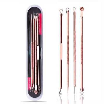 4PCS Stainless Steel Blackhead Needle Kit Acne Extractor Tool Set Fat Granule Removal Kit with Case for Whiteheads comedones