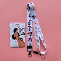 Disney Minnie ฝาปิดเอบีเอสมีสายคล้องสำหรับผู้หญิงพร้อมที่ใส่บัตรสำหรับสำนักงานสไลด์โรงเรียนเคสใสความกว้าง Id คล้องคอหน้าต่าง