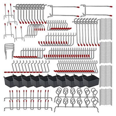 228 Pcs Pegboard Hooks Assortment with Metal Hooks Sets, Pegboard Bins, Peg Locks for Organizing Storage System Tools