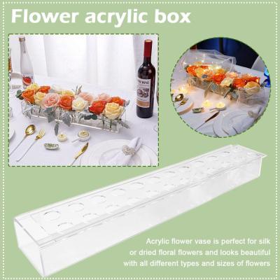 60cm Flower Acrylic Box Rectangular Clear Vase Home Decoration U3N9