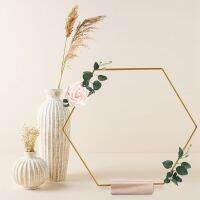 【hot】❈■  Gold Metal Floral Hoop Wedding Table Centerpiece Decoration Birthday Artificial Garland Wreath