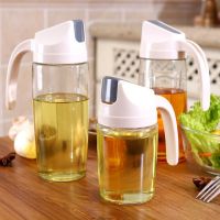 Semi-automatic Oil Bottle with Lid Kitchen Multi-purpose Transparent Dust-proof Leak-proof Glass Oiler Oil Vinegar Bottle Can