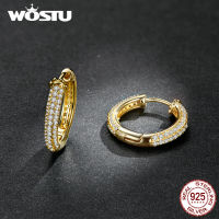 WOSTU 925 Sterling Silver Simple Sparkling Shining Zircon Stud Earrings For Women Fashion Party Jewelry Gift CTE300