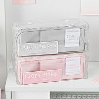 Prismatic Tofu Piece Partitioned Pencil Bag Large Opening Multiple Compartments Multiple Partitioned Pencil case Pencil Cases Boxes