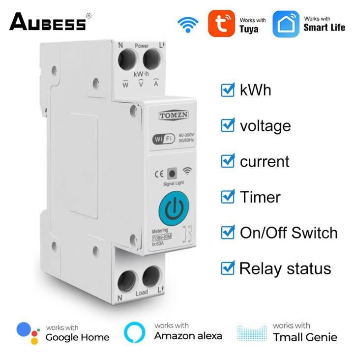 Aubess TUYA WIFI Smart Switch Circuit breaker 63A 1P+N Metering ...